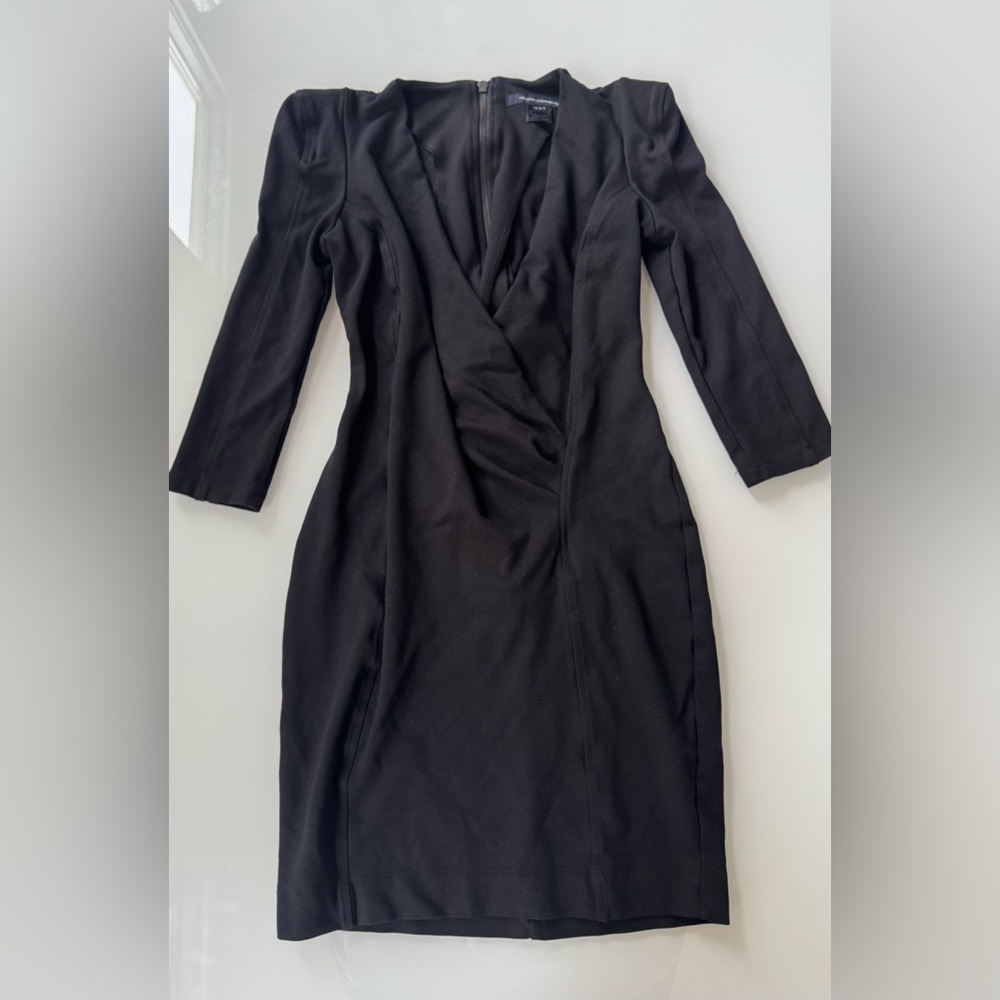 French Connection Black Draped Low Neck Dress – Size 4